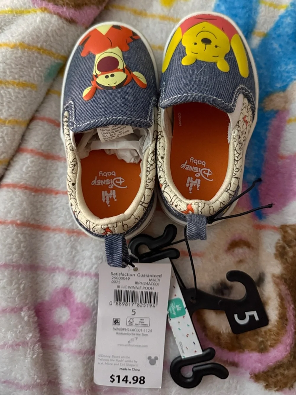 Disney Kids Slip-On Sneakers with Winnie the Pooh & Tigger - Blue/Yellow/Orange